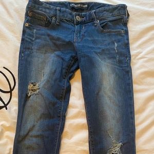 Express distressed skinny jeans